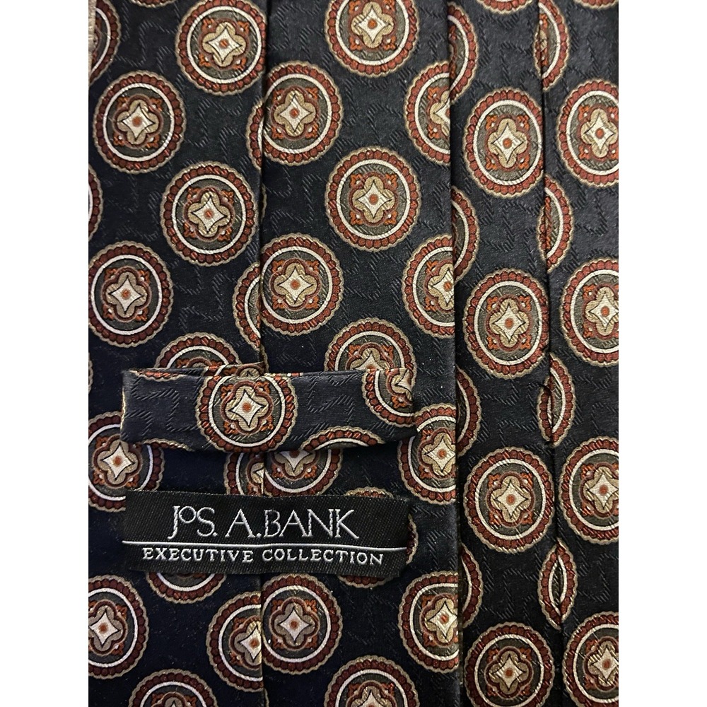 Jos A Bank Executive Collection Neckwear Tie Black Medallion AOP 100% Silk JBHS - Picture 4 of 5